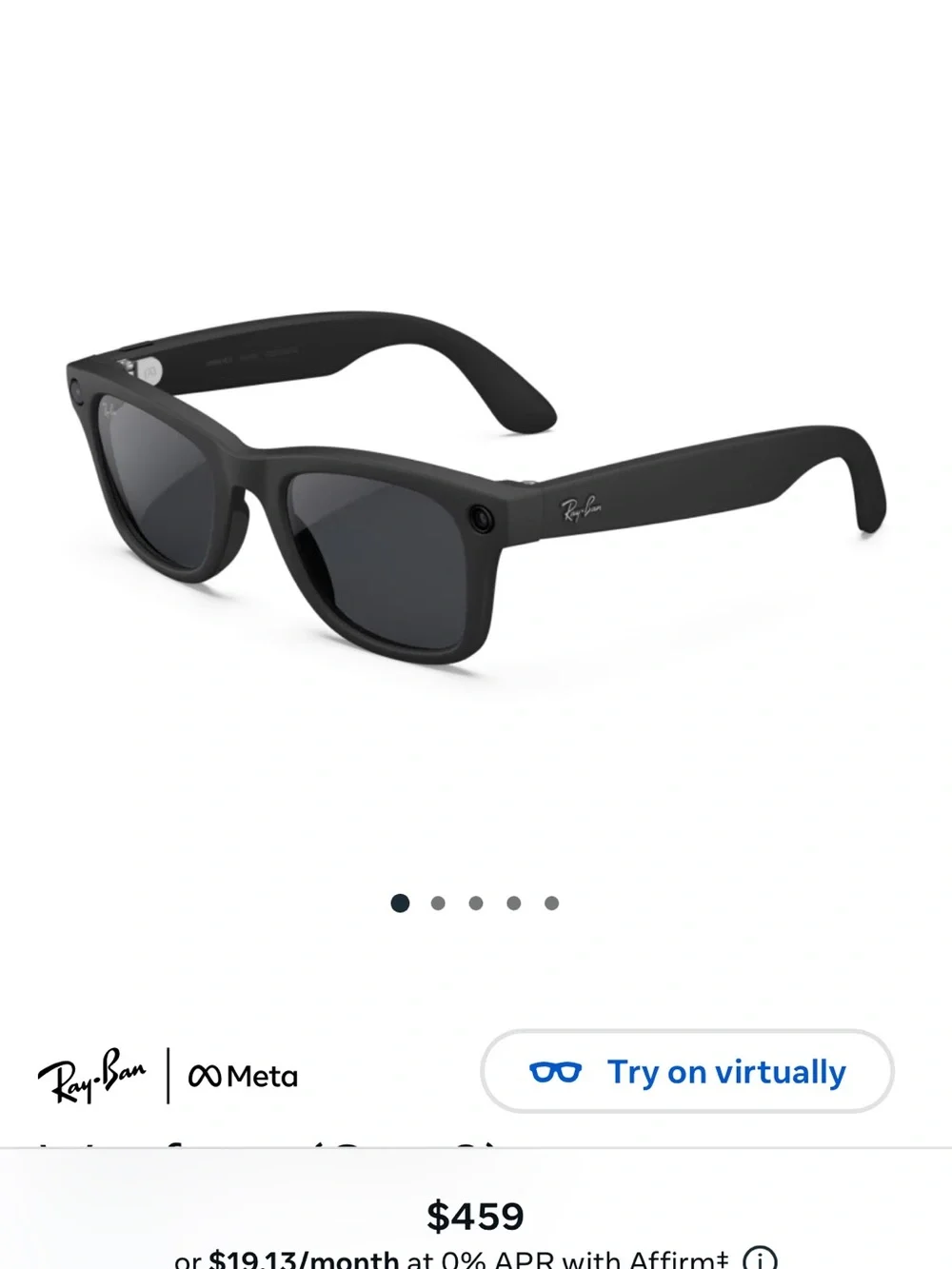 Ray-Ban Meta Matte Black Sunglasses with Grey Transition Lenses